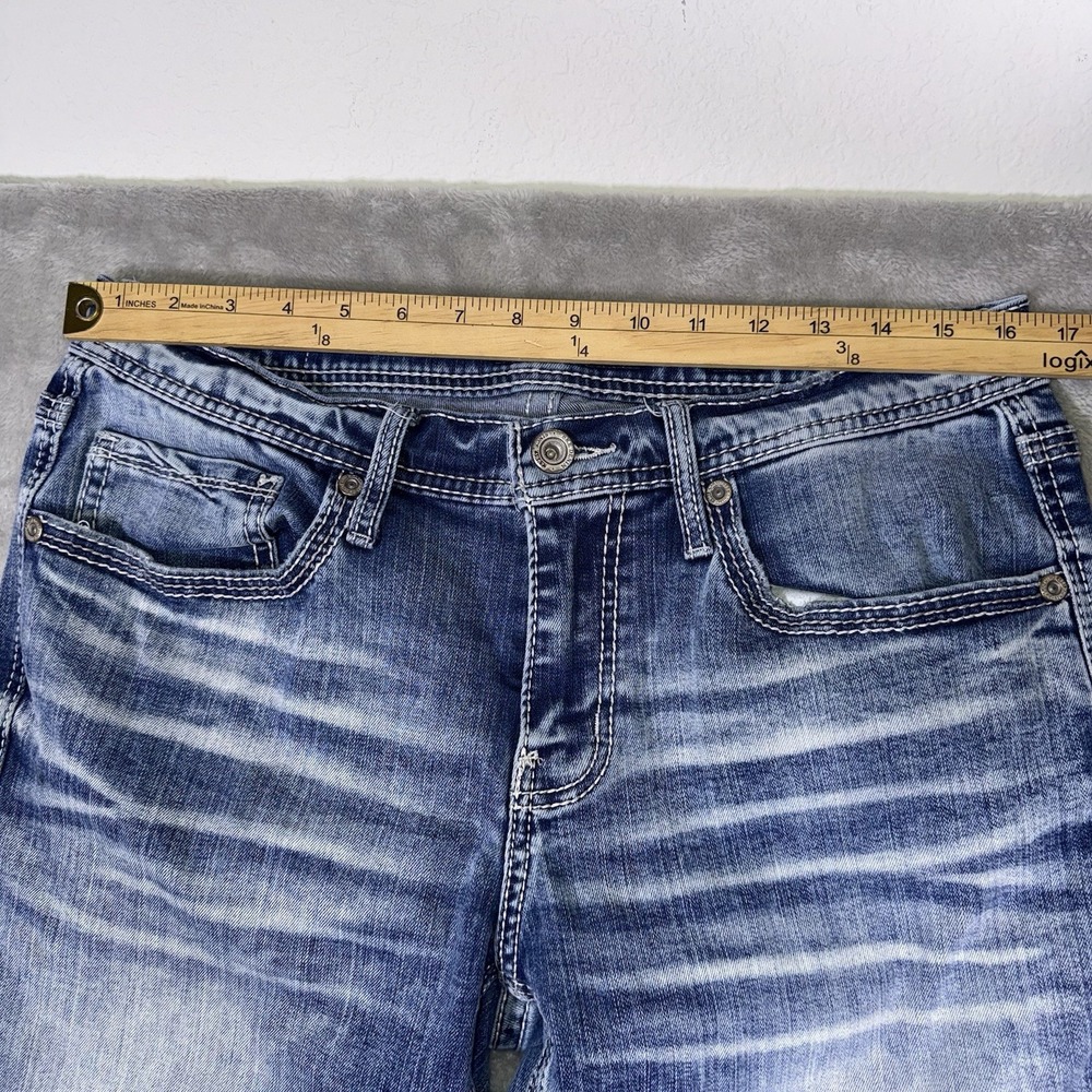 BKE Mason Straight Tapered Stretch Jeans Mens 33x32 (Fits 33x31) Blue Whiskered - Picture 4 of 11